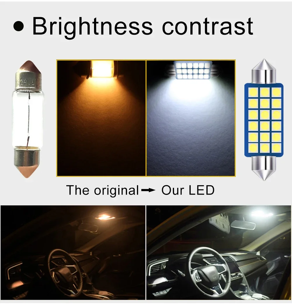 Für BMW 3er E36 E46 M3 E90 Limousine E91 Tourenwagen LED-Lampen Innenkuppel Leselampe Kosmetikspiegel Kofferraumlicht Zubehör – Detail 2