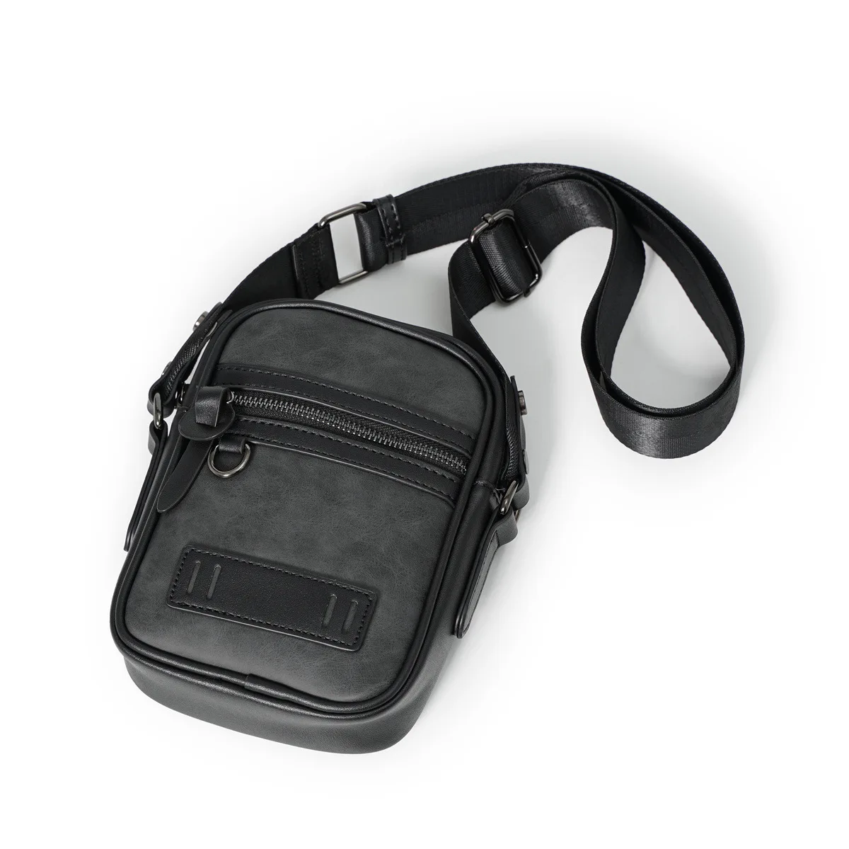 Fashion Business Shoulder Bag for Men PU Leather Messenger Bag Wide Strap Crossbody Bags Square Plaid Designer Male Sling Bags