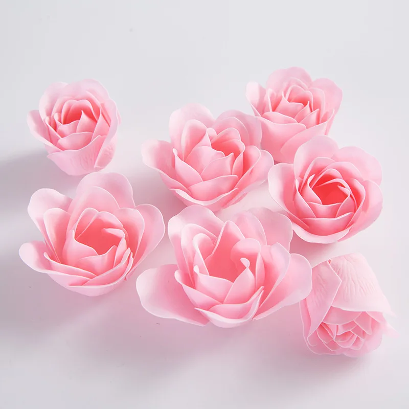 81pcs Three-Layer No Flower Base Rose Soap Flower Head Decoration Flower Box Wedding Bouquet Valentine'S Day Artificial Flower