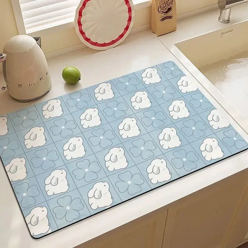 “Creamy” Style Tableware Drain Mat, Absorbent Countertop Mat, Coffee Table Drip Mat, Home Decor
