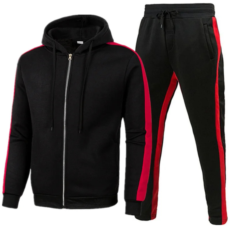 Fashion Men Tracksuit  Hooded Sweatshirts+Sport Pants High Quality Gym Outfits Casual Jogging Zipper Hoodie  Set