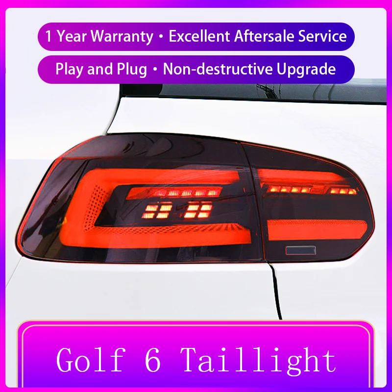 Auto Taillights For Volkswagen VW Golf 6 2010-2012 Tail Light DRL Rear Lamp Turn Signal LED Modified Brake Dynamic Car Accessory