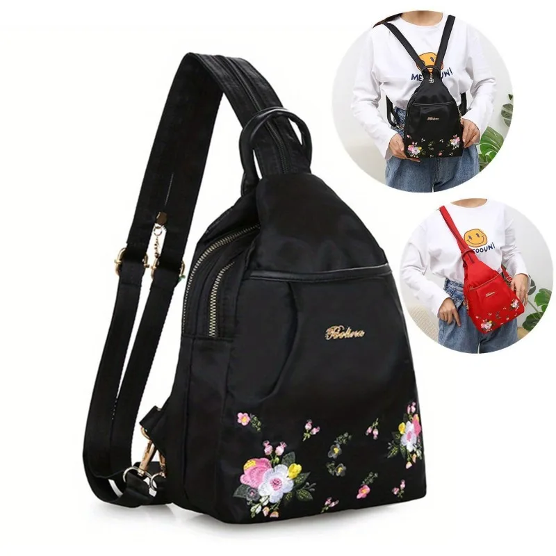 Mochila de lona impressa feminina, sacos de viagem de alta capacidade, bolsa cosmética casual, bolsa feminina, moda