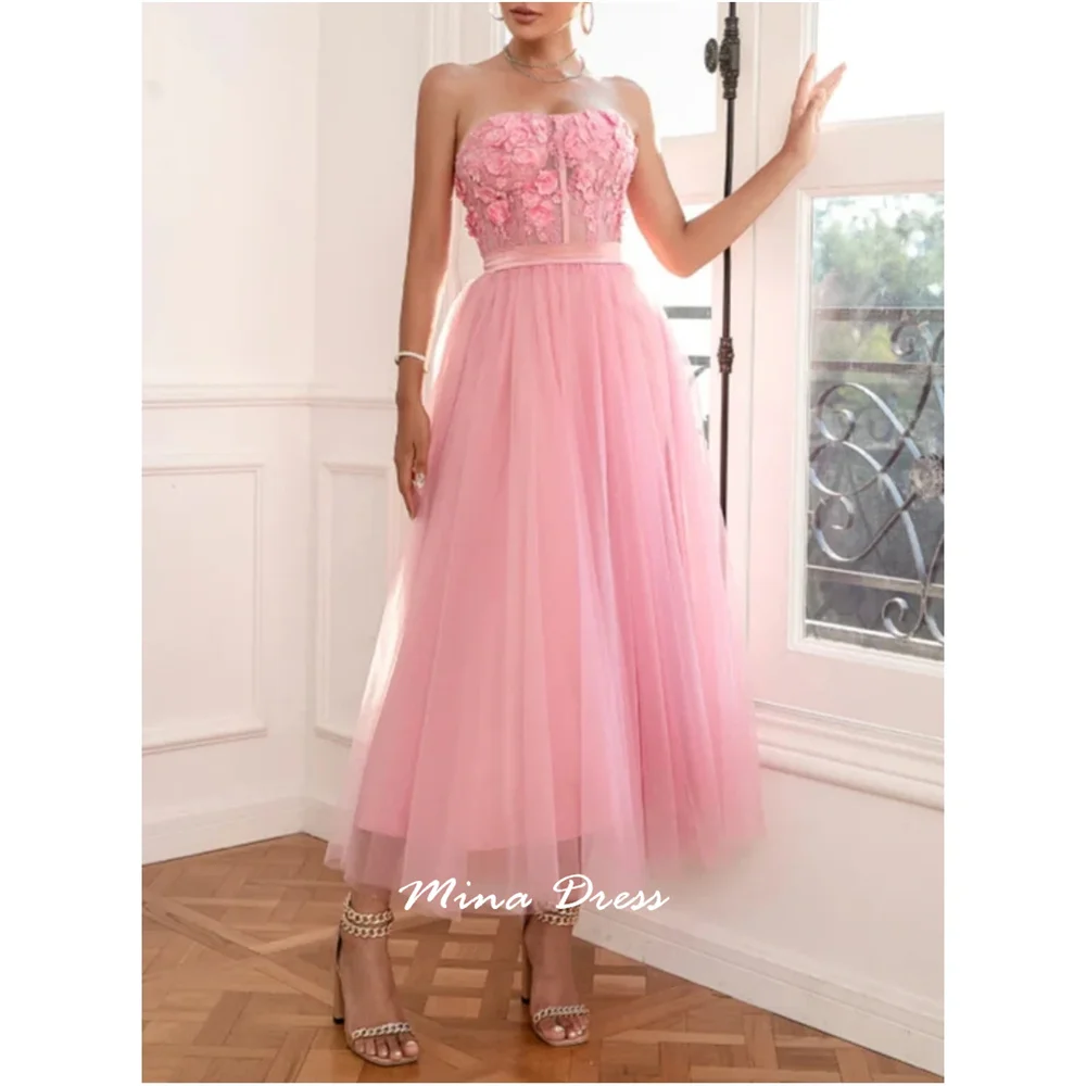 

Mina Flowers Evening Dress Luxury Elegant Party Dresses Woman Piglet Breast Sleeveless Customized Backless Strapless 2025 Prom