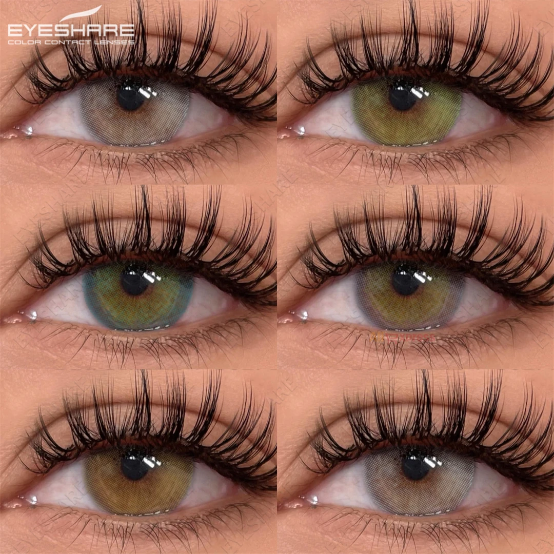 EYESHARE 2 pezzi Lenti a contatto colorate per occhi Aurora Marrone Verde Lenti colorate Occhi grigi naturali Contatto Lente per trucco di bellezza annuale