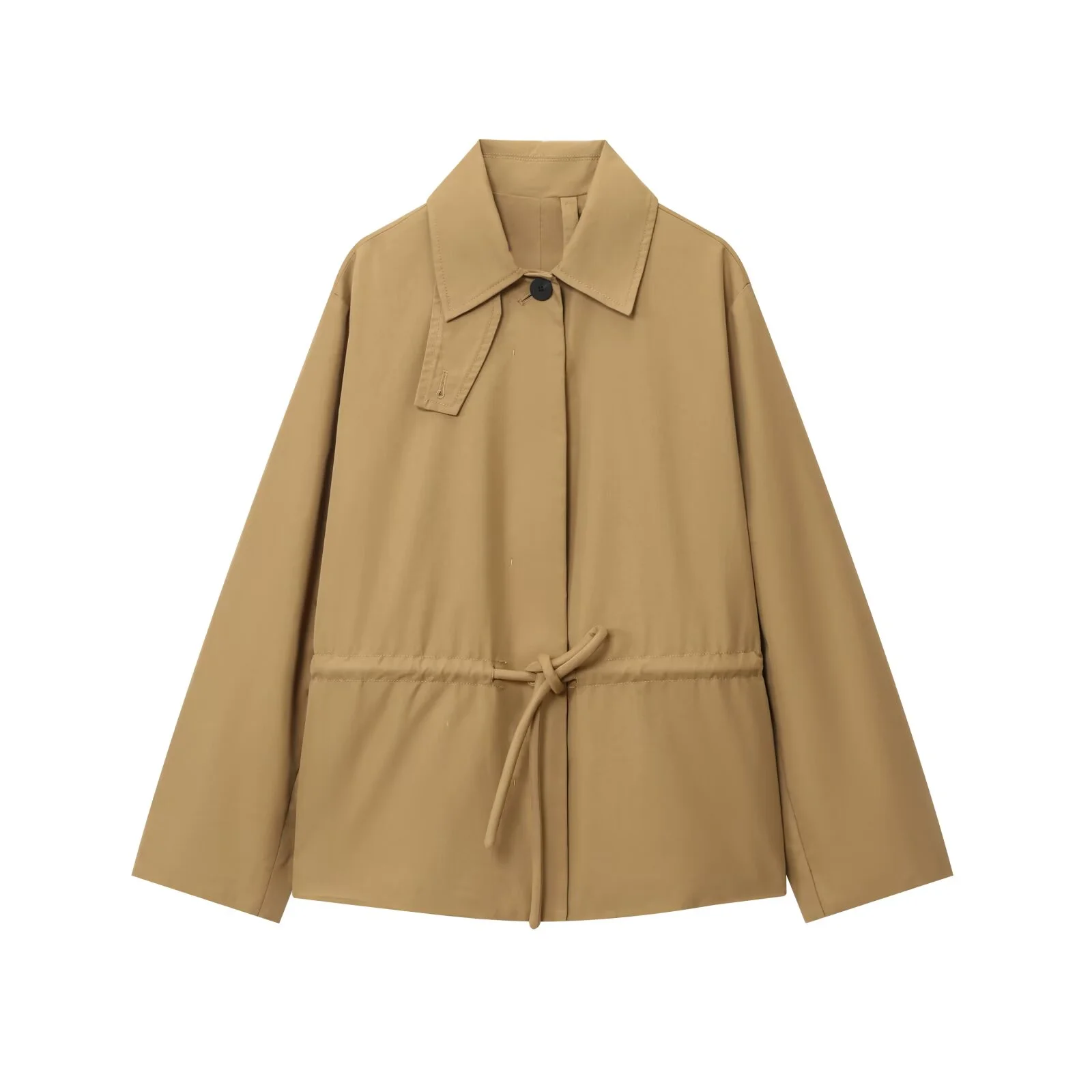 

2025 autumn new women's casual fashion simple versatile adjustable waist short long-sleeved parka jacket