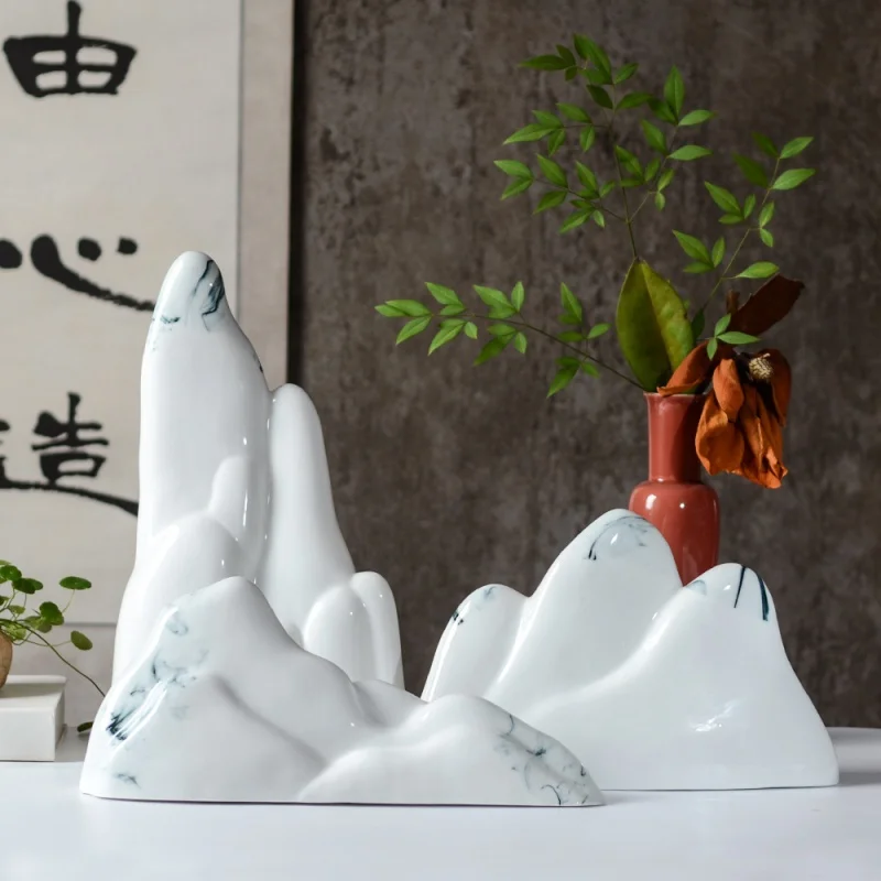 ★New Chinese Creative Dry Landscape Landscape Zen Artwork Decoration Ceramic Rockery Study Tea Room Decorations