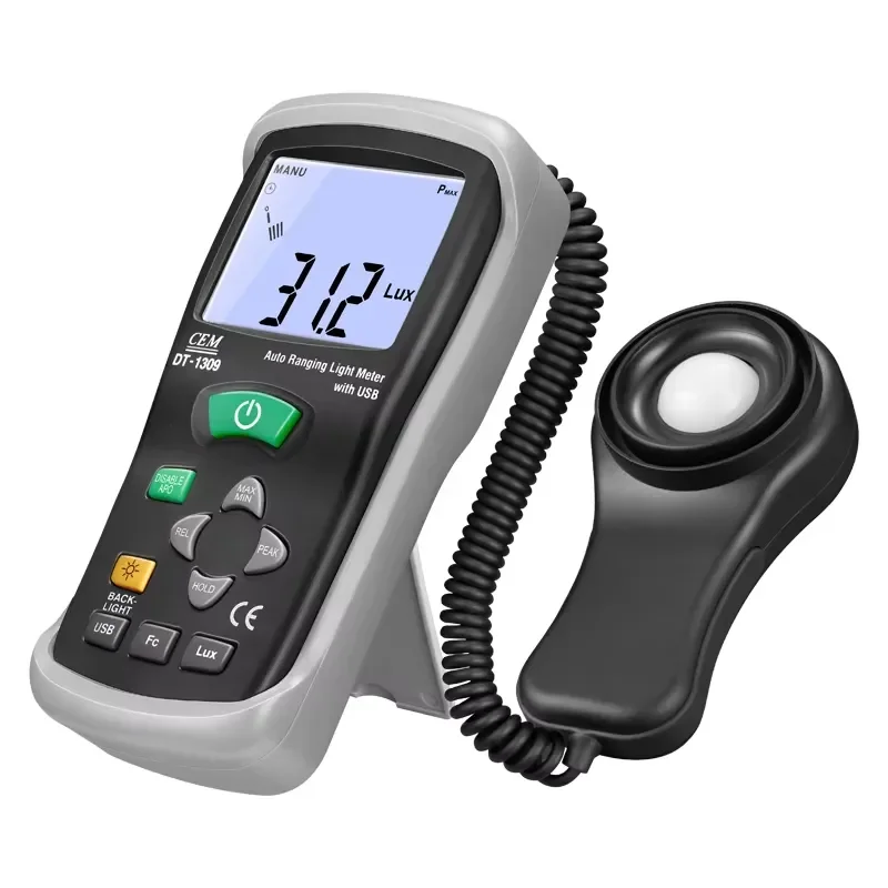 CEM DT-1309 Light Meter Lumens Digital Meter 0.1Lux/0.01Fc Max. Resolution, for Lighting Intensity Brightness Measurement