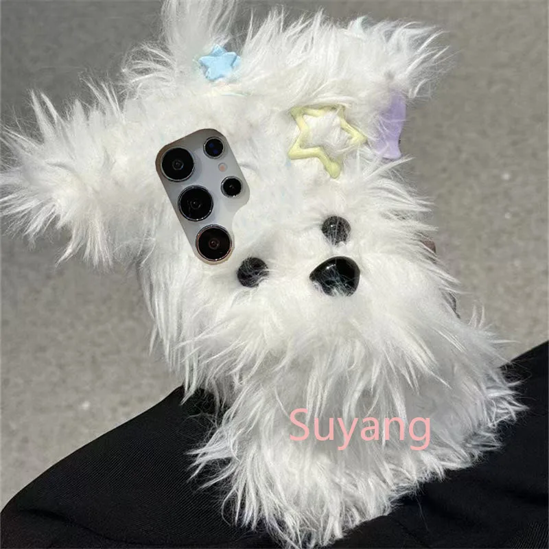 Liebt warme haarige Schleife Welpen Boll Cases für Huawei Y9 Y7 Mate 20 Honor 400 200 50 X9C X8C X7C X6C X8B X7A X6A weiche Plüschhülle