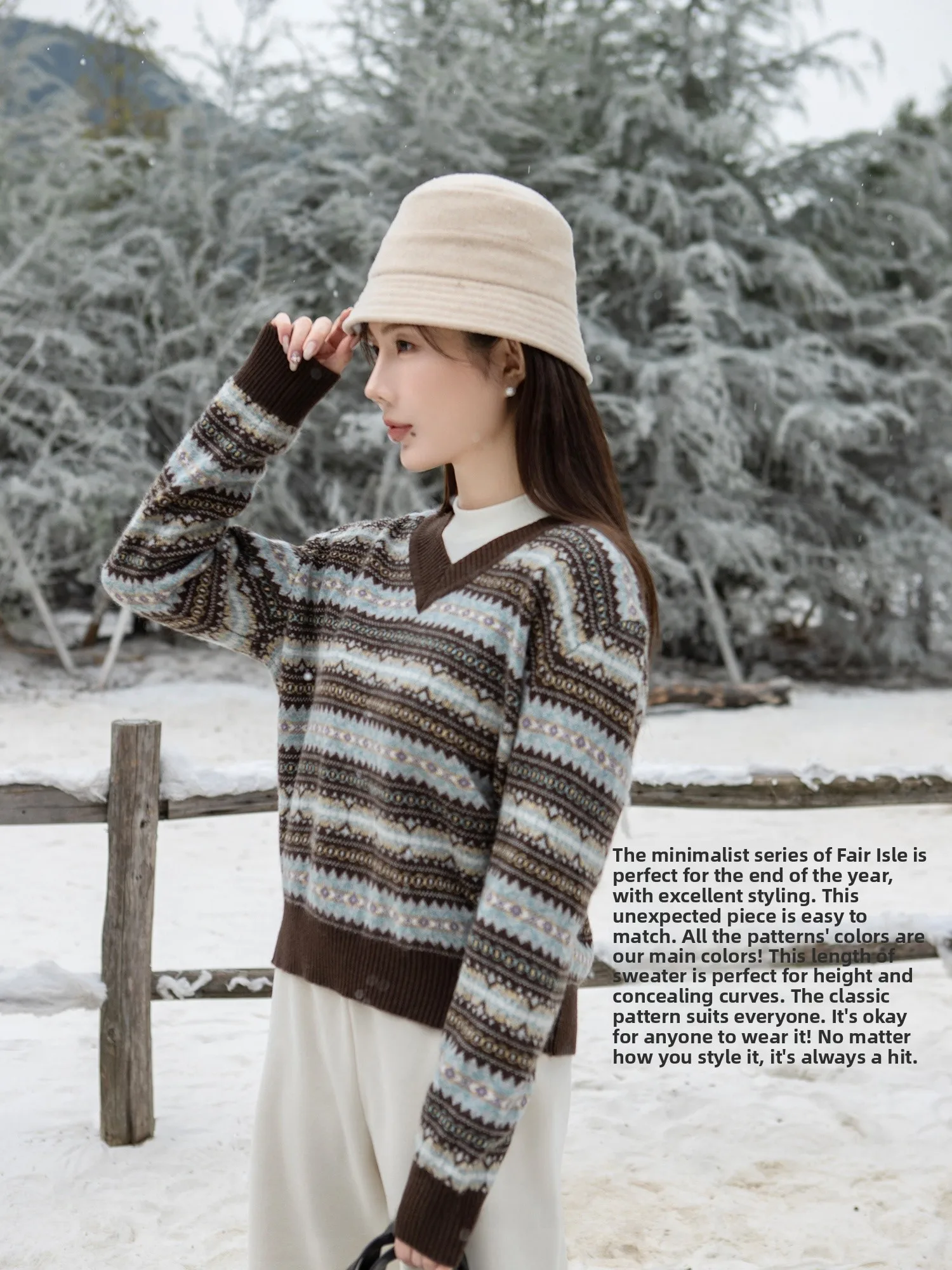 

Женский свитер Surehouse V-Ne Camere из премиального ворсованного вельвета с цветным плетением, теплый, зимний, модный