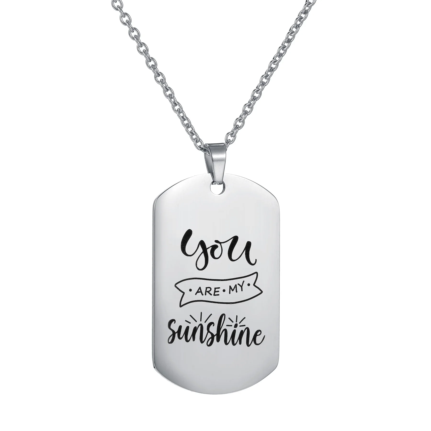 MeMolissa New Fashion Stainless Steel Dog Tag Pendant Necklace For Women Men Punk Metal Color Letters Army Tag Necklace Jewelry view 6