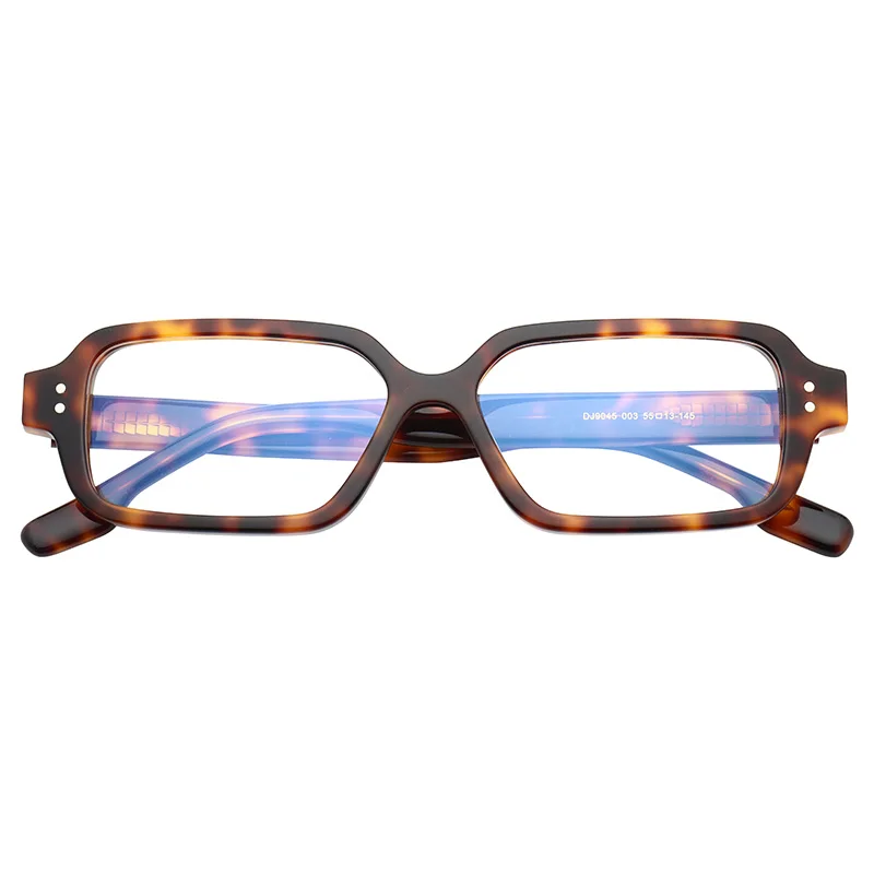 Retro Artistic Women's Optical Glasses Classic Rivet Design Acetate Rectangular Frame Fashionable Men's Decorative Glasses