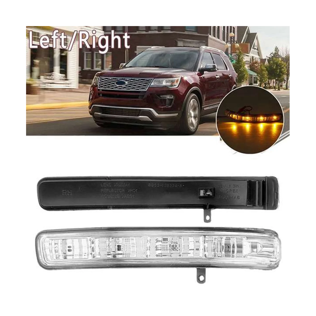 Rear View Mirror LED Turn Signal Light Turn Indicator Car for Ford Explorer 2011-2019 BB5Z13B375A BB5Z13B374A