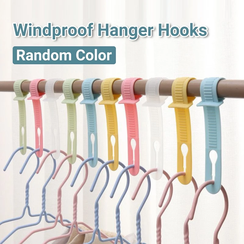 10Pcs Hanger Buckle Home Clothes Wardrobe Organizer Hook Anti-Slip Windproof Hanger Data Cable Storage Colorful Rack Holder