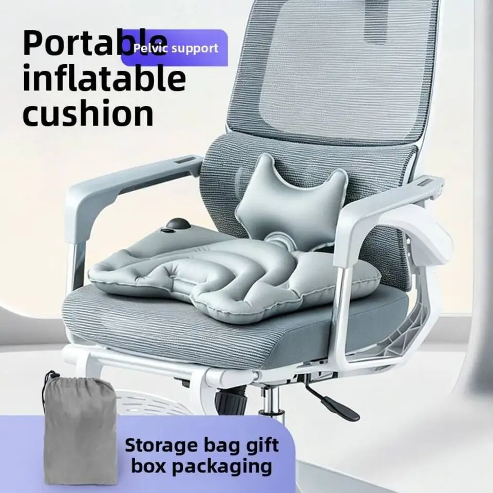 Inflatable Cushion With Back Support Ergonomic Inflatable Seat Cushion Lumbar Support Pillow Supportive Chair Pad Compact
