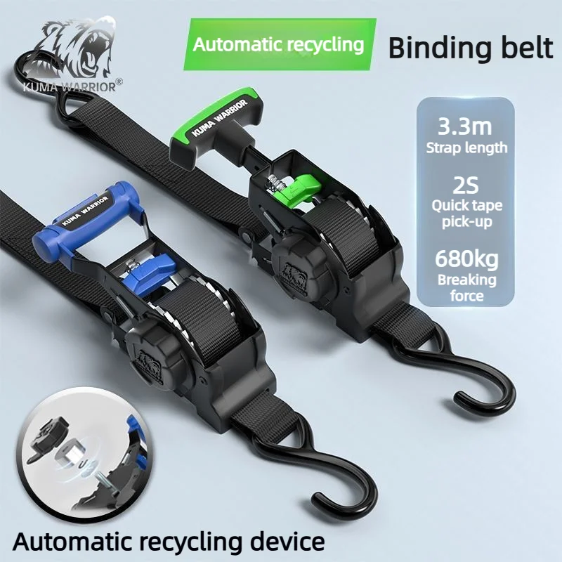 Retractable Auto Straps with Ratchet Tensioner-Luggage Load Cargo TapeBelts for Car & Motorcycle Tie-down Binding Strap Rope