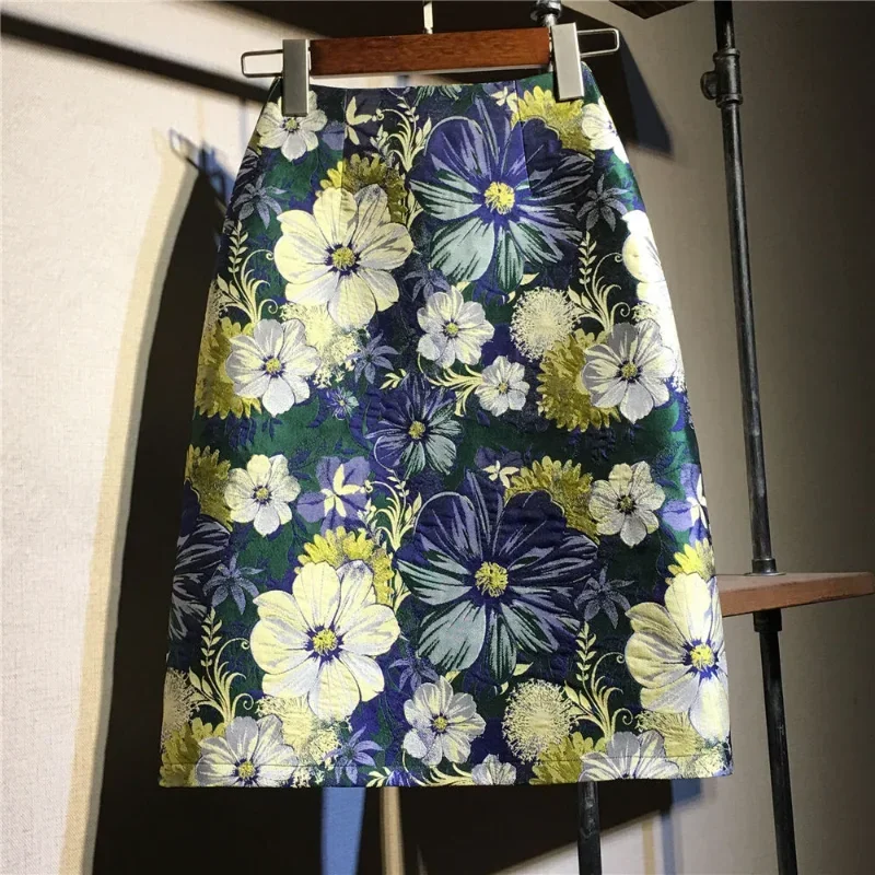 Summer Print Mini Skirt Women's 2024 Versatile Design Sense Niche High Waist Flower A- Line Sexy Shorts Skirt Woman P546