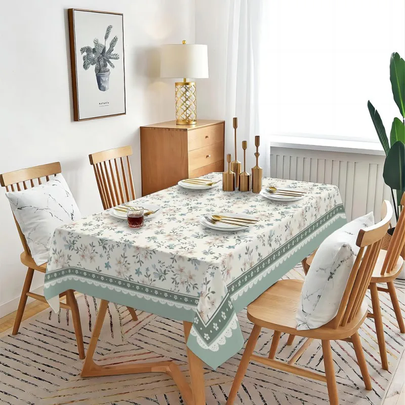 Polyester tablecloth, Christmas-themed tablecloth, rectangular multi-colored printed flower tablecloth