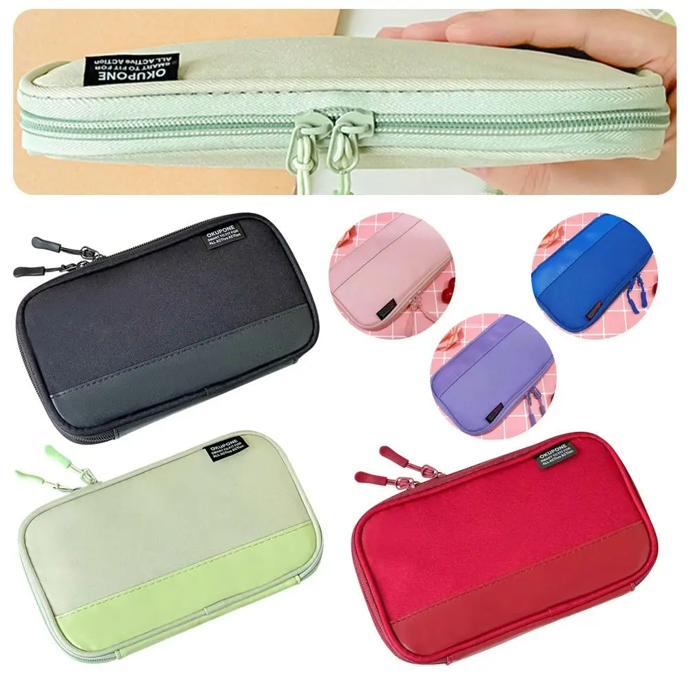 Durable Oxford Pen Bag Ultra-thin Portable Stationery Pouch Multi-functional Pen Box School Supplies