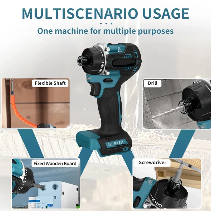 

1000W 20+1 Torque 1/4inch Brushless Electric Screwdriver Cordless Electric Drill Power Tool for Makita 18v Battery 280N.m