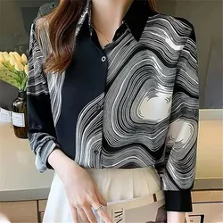 New Women's Long Sleeve Shirt 3D Flower Printed Button Long Sleeve Tops Plus Size Women's Blouse For Office Lady Clothing Autumn