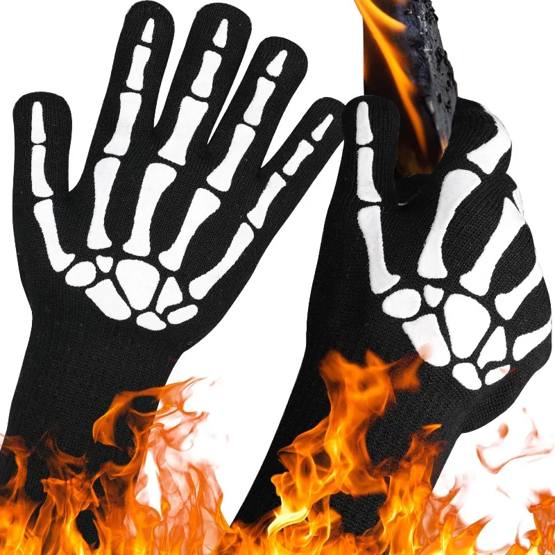 

BBQ Gloves, Heat Resistant Grill Glove, 14 in Fireproof Oven Gloves, Non-Slip Fire Glove for Grilling, Barbecue, Baking, Frying