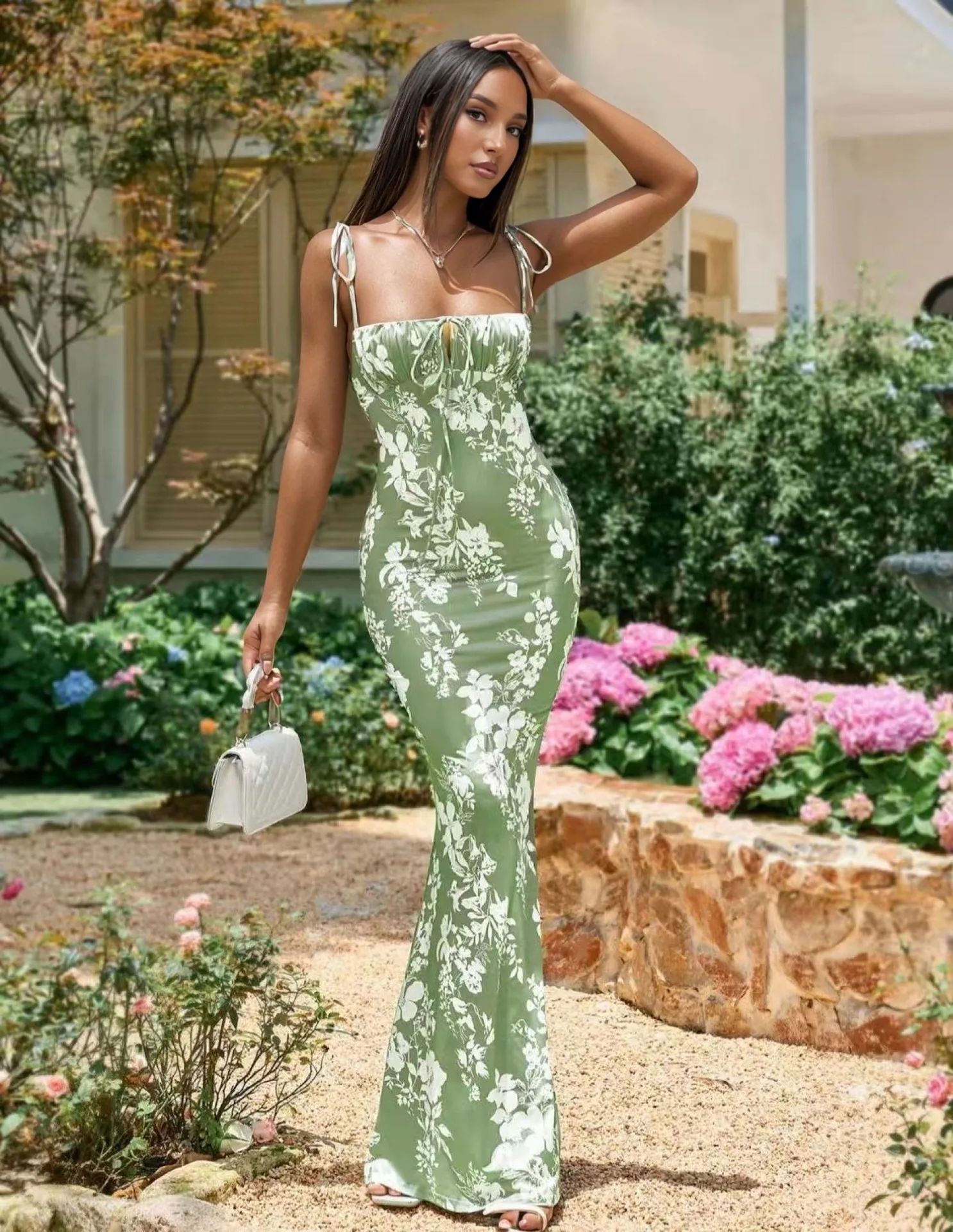 Sukienka damska w kwiaty, dopasowana, na ramiączkach, sukienka plażowa, sukienki wieczorowe, sukienka letnia