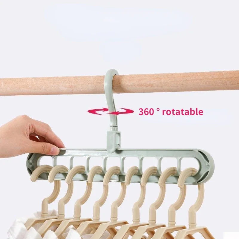 2Pcs/4Pcs  9-in-1 Multifunctional Foldable Reusable Hanger Storage Rack Nine Hole Plastic Hanger For Household Garments