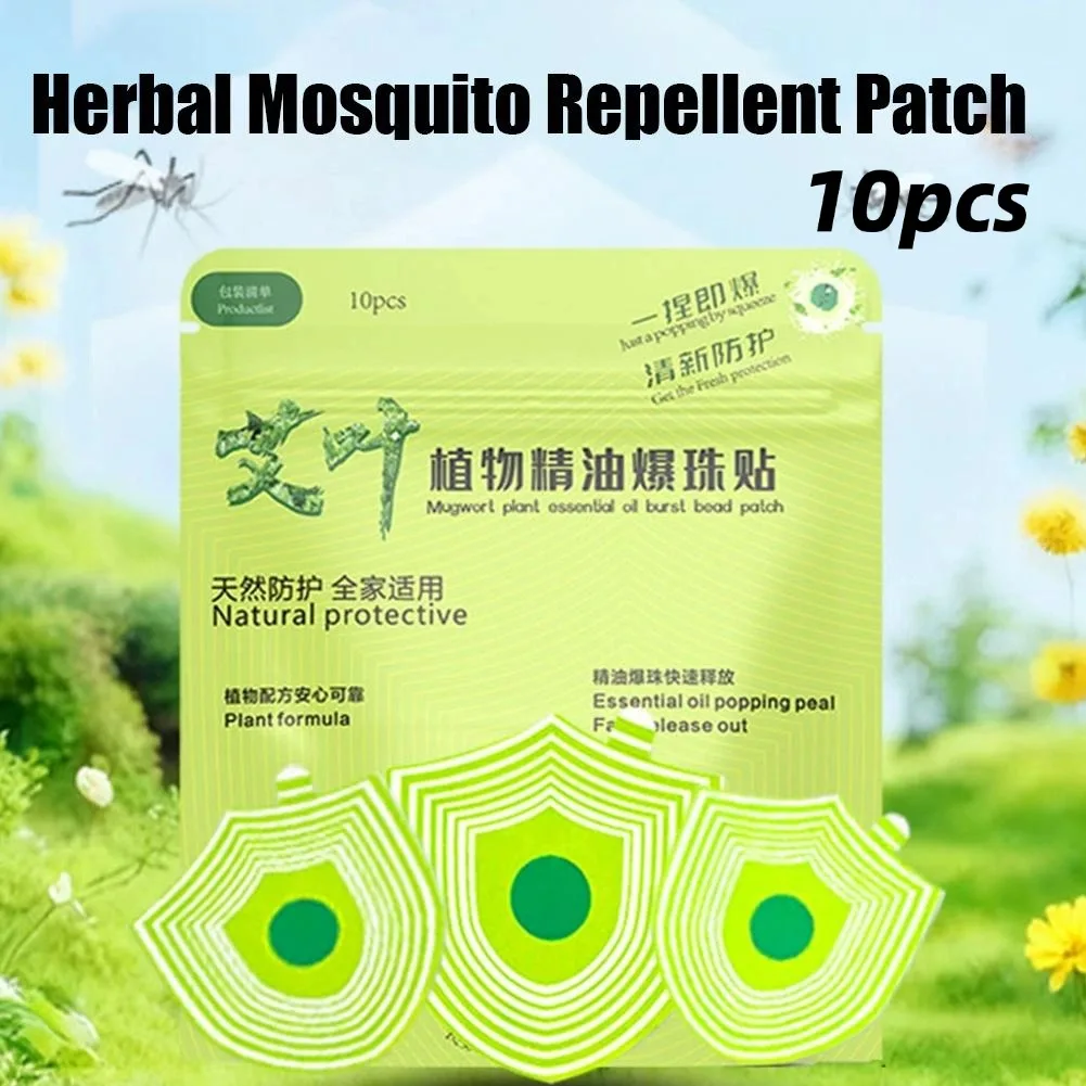 10 Parches Adhesivos de Aceite Esencial de Artemisia con Perlas Explosivas, Naturales, Anti-Picaduras de Mosquitos, para Bebés y Niños al Aire Libre