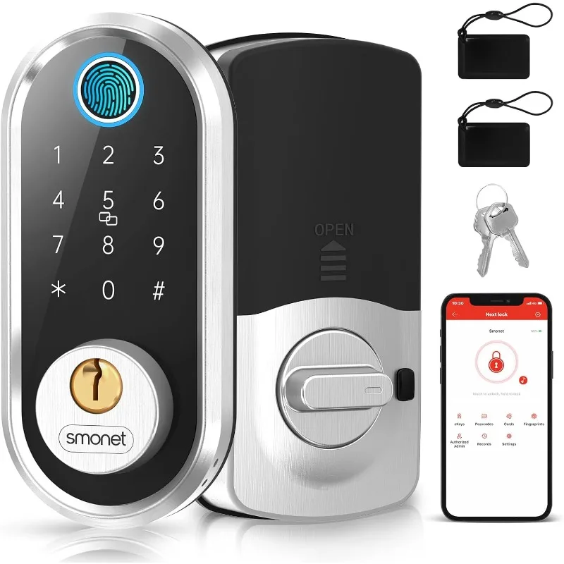 

Smart Door Lock Keyless Deadbolt: SMONET Smart Locks for Front Door Fingerprint Keyless Entry Electronic