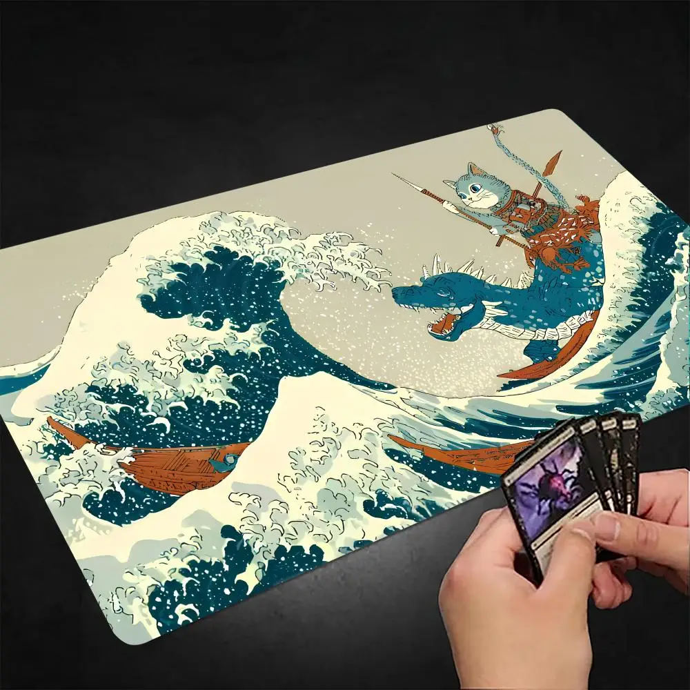 

XXL Oversized Mouse Pad Japanese Wave Design Mouse Pad Keyboard Pad Computer Gaming Desk Mat Minimalist White Office Mouse Pad