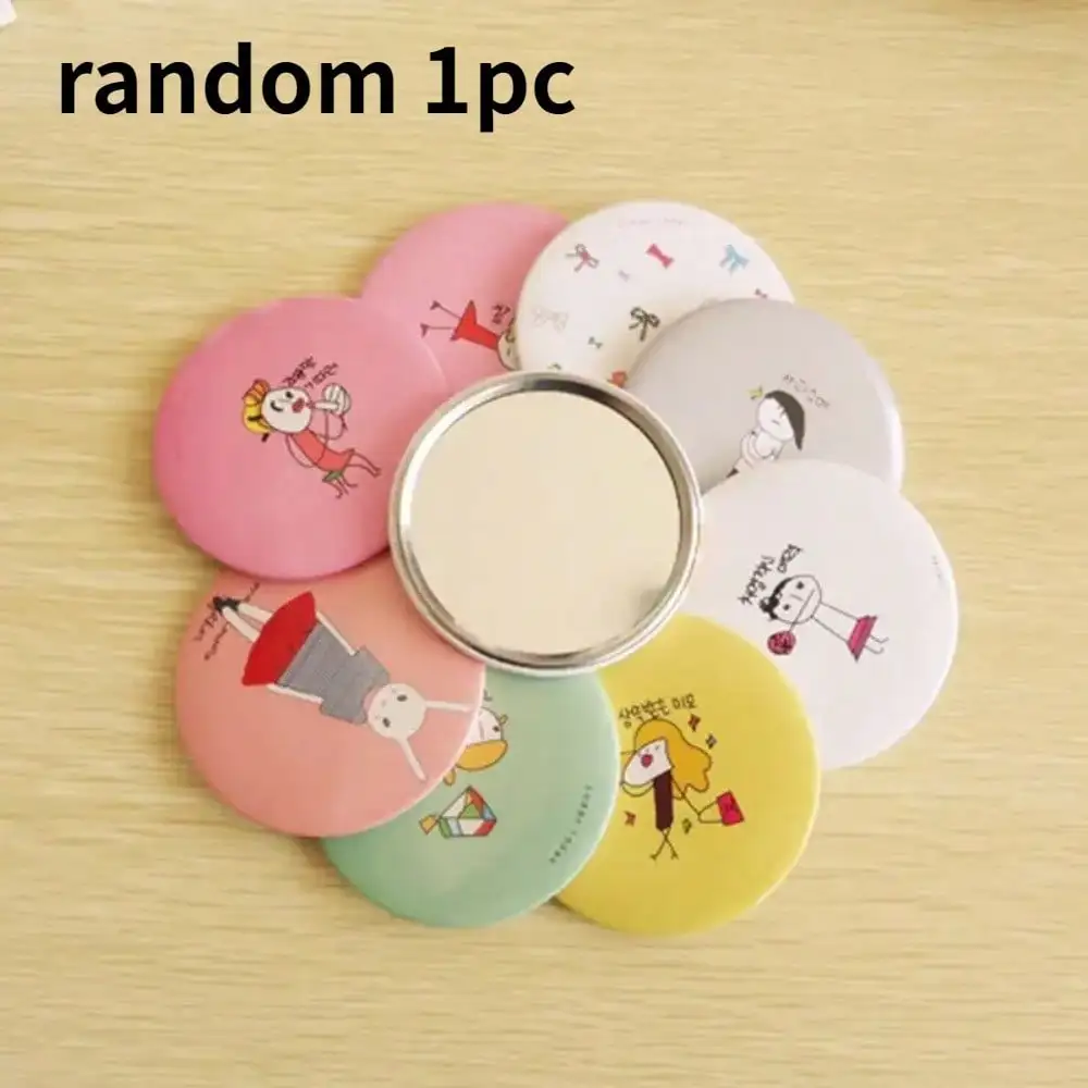 Mini Circular Cartoon Hand Mirror Portable Pocket Makeup Mirror Cute Universal Decor