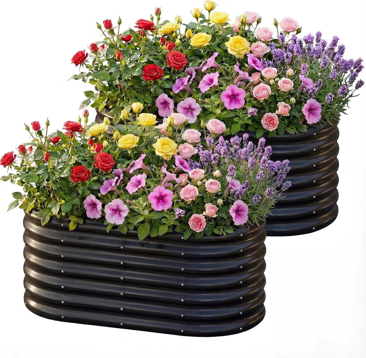 

2 Pack 4×2×2ft Galvanized Raised Garden Beds Outdoor, Oval Sturdy and Durable Planter Boxes for Vegetables, Fruits, Fl