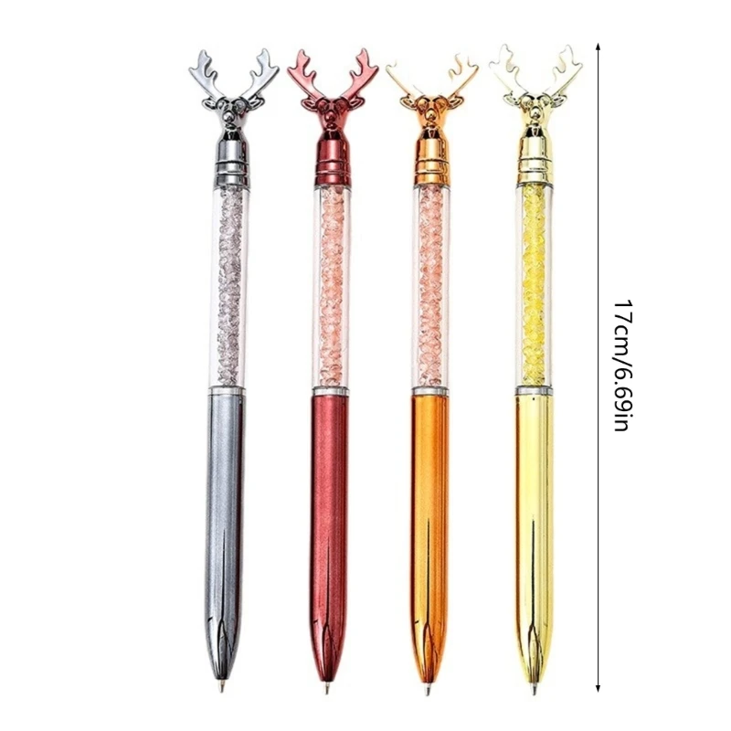 6Pcs Antler Ballpoint Pen Twist Action Novelty Writing Pen Christmas Stocking Fillers for Student Reward Christmas Gift