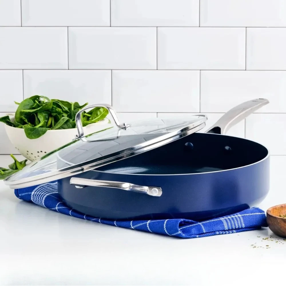 

#For Cooking Pot 5QT Saute Pan Saucepan Toxin Free Ceramic Metal Utensil Dishwasher Safe Kitchen Cast Iron Cookware Dutch Oven C