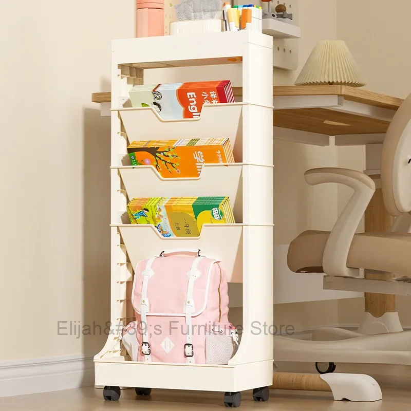 Nordic Removable Desk Side Bookshelf Office Magazine Shelf 3 Layers Home Student Books Bag Snacks Storage Rack Clutter Organizer