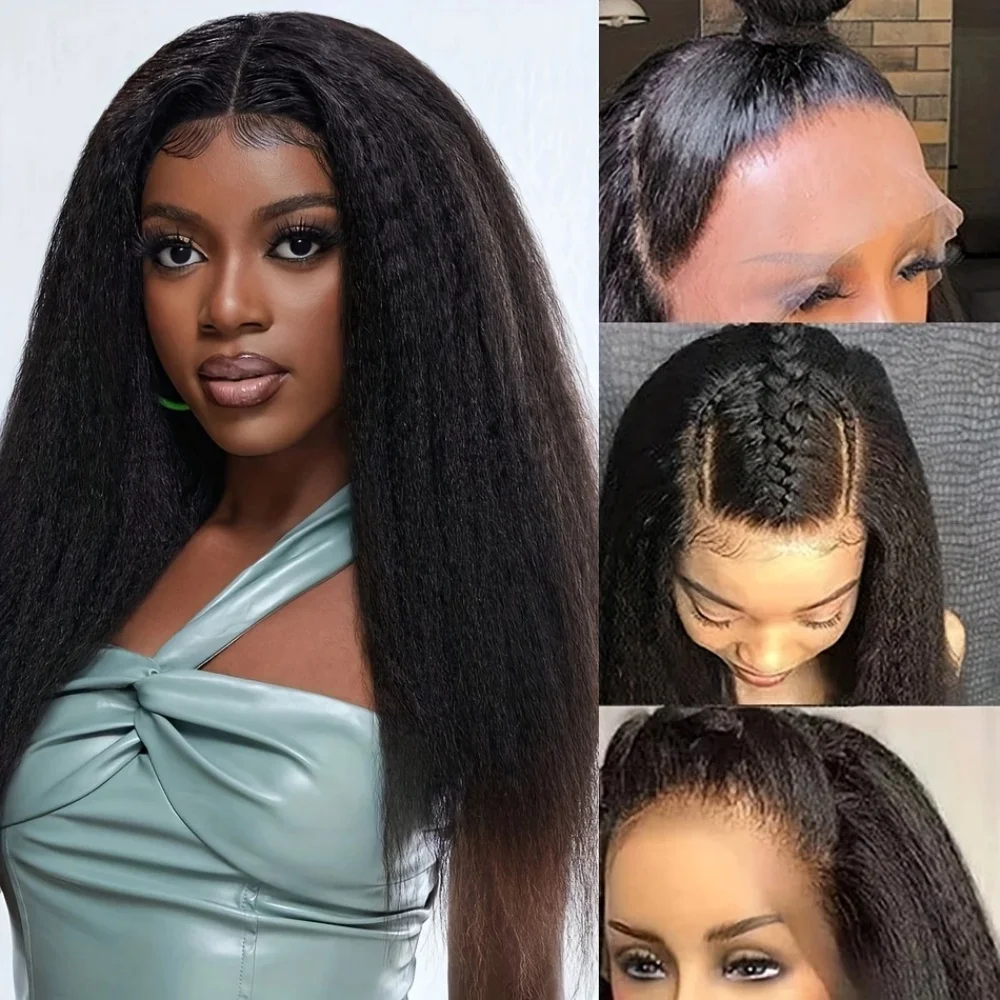 

30 Inch 13x4 Lace Frontal Wigs Human Hair 180 Density Kinky Straight 5x5 Transparent Lace Front Wigs Human Hair Glueless Wigs