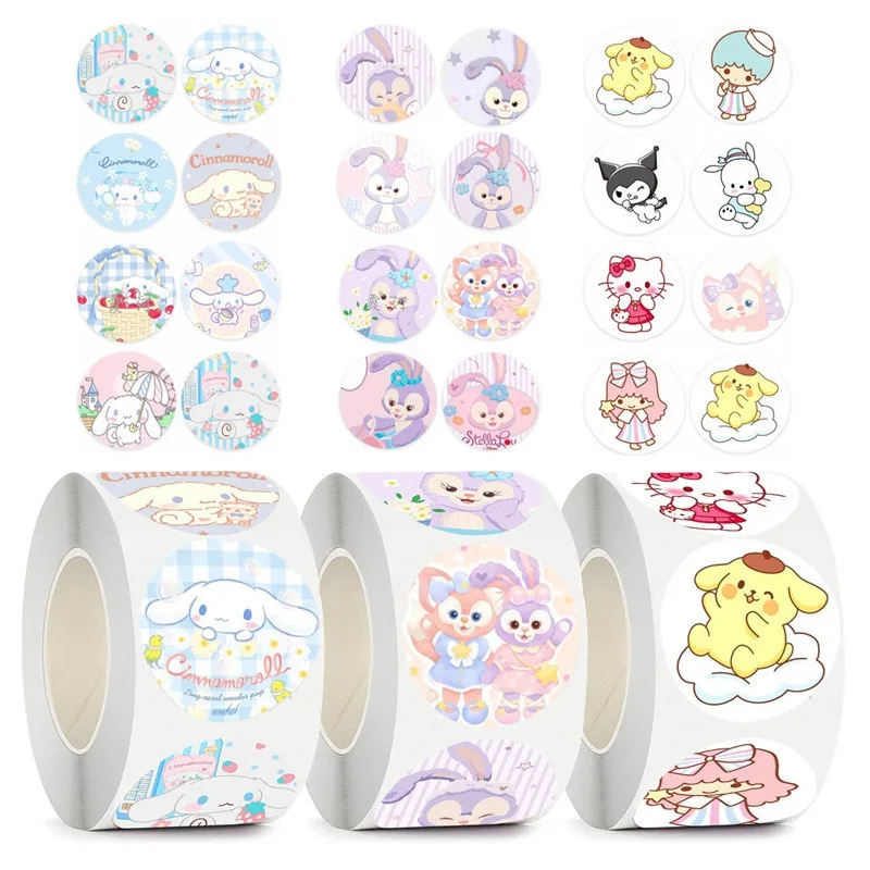 สติกเกอร์รางวัลสำหรับเด็กลายการ์ตูนน่ารัก Cinnamoroll Kuromi pompurin pochacco Sanrio Kawaii KITTY Hello Kitty 500ชิ้น