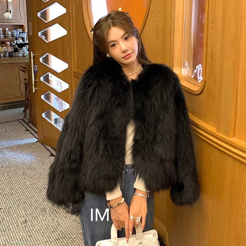 Damskie płaszcze z imitacji futra, unikalne, dwukolorowe, do biura, młodzieżowe, w stylu teddy-bear, wygodne, zapinane na zatrzaski, z wysokim kołnierzem, luźne, z golfem, modne.