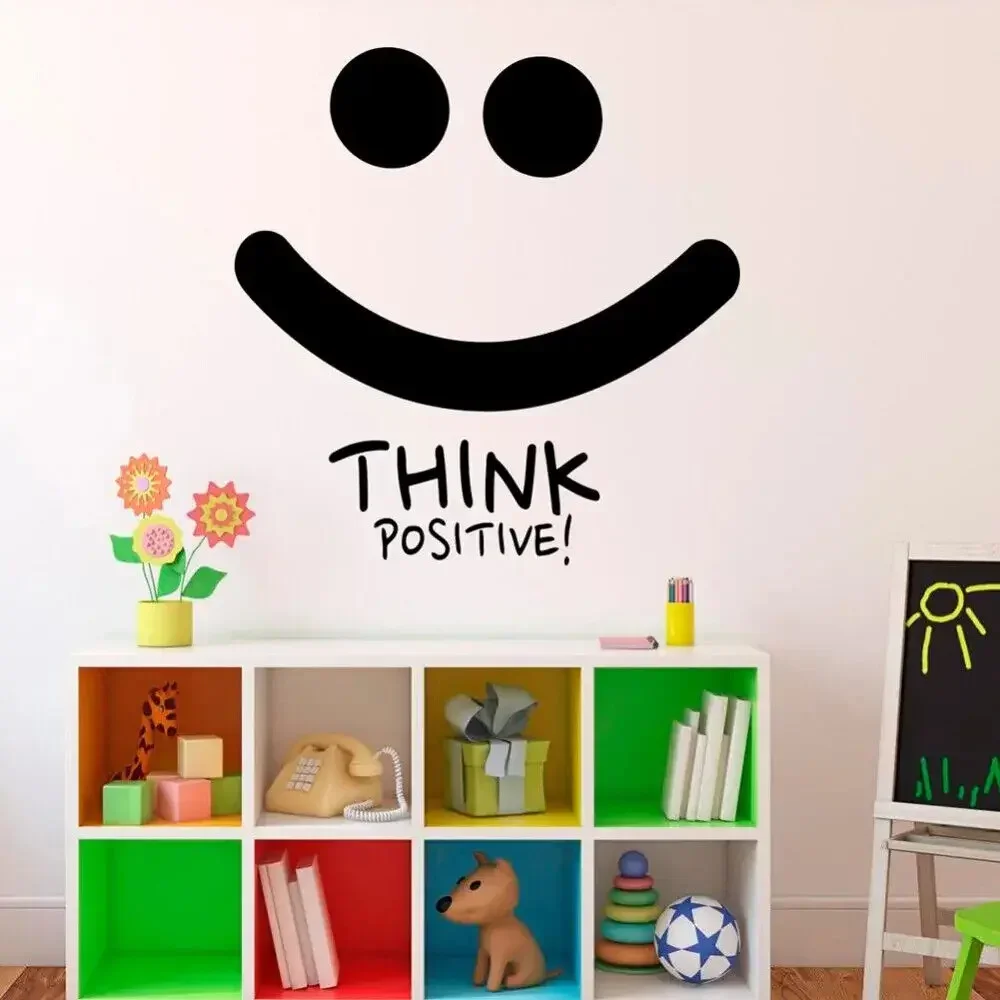 Pensa no Sorriso Positivo Adesivo de Parede com Citações Motivacionais e Inspiracionais para Decoração de Casa e Quarto