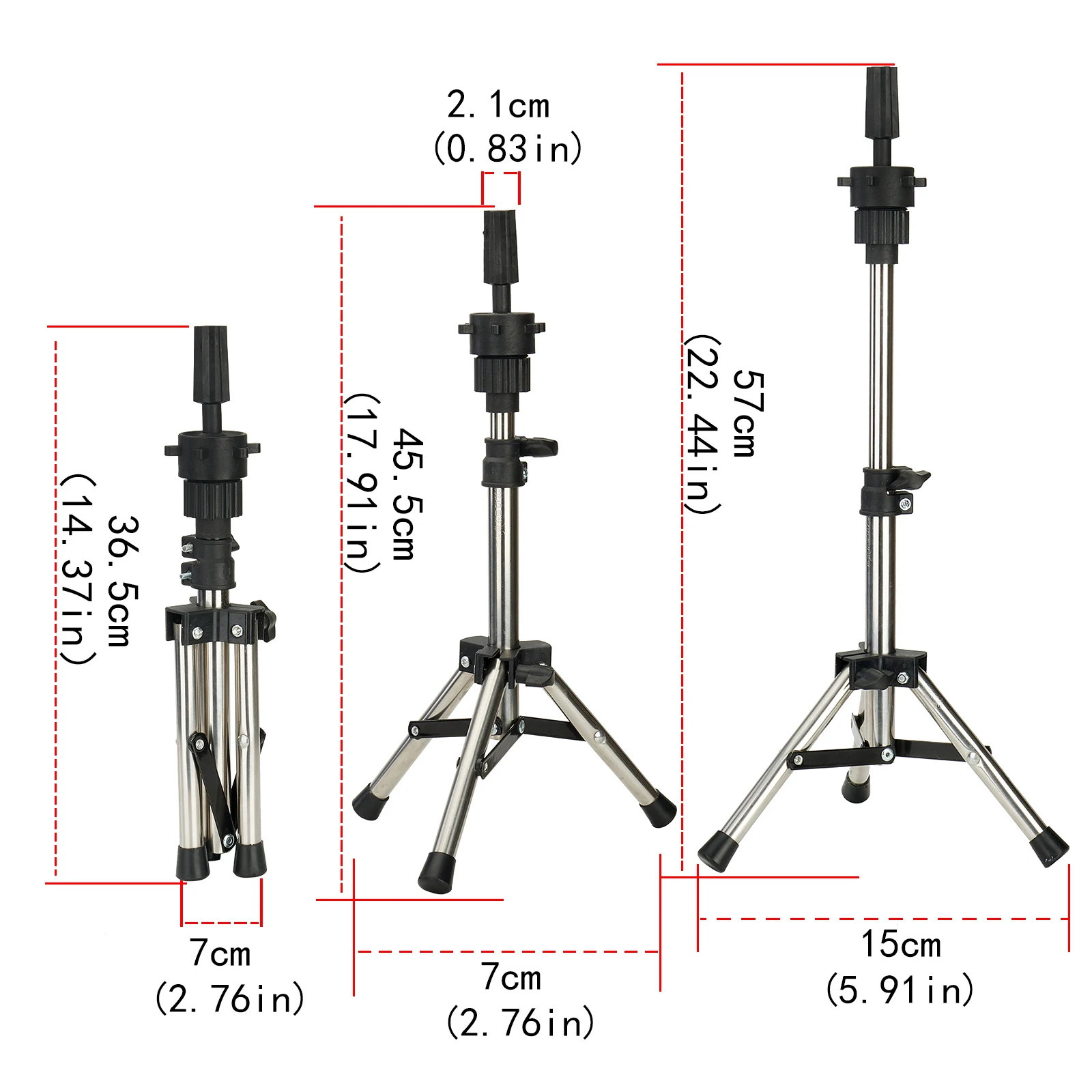 Wig Stands 22'' Canvas Block Head Tripod Stand Wig Mannequin Head Styling Training Head Tabletop Tripod Free Get T Needle Holder