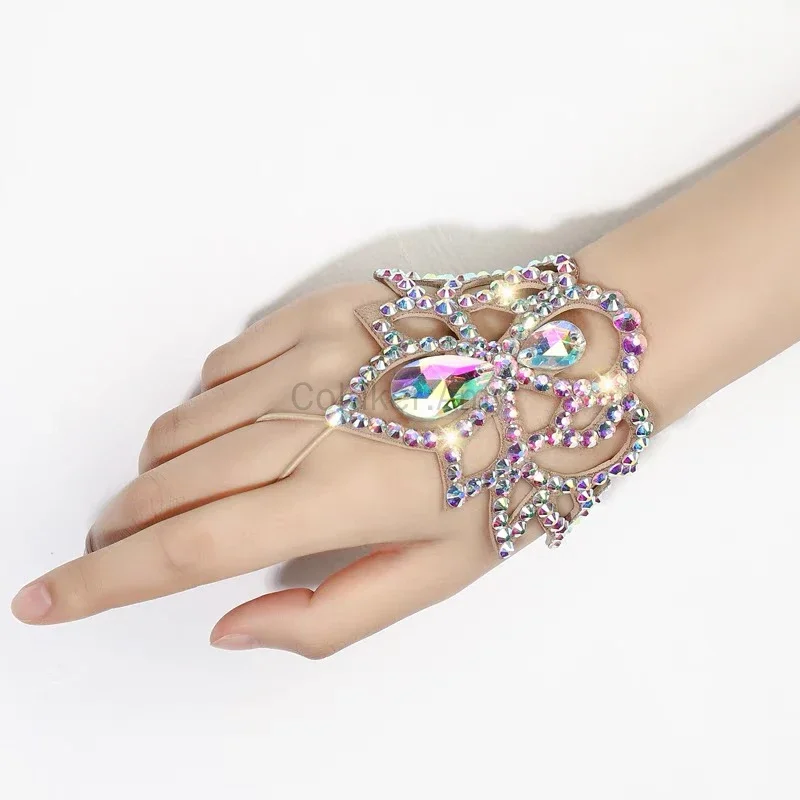 سباركلي حجر الراين سلسلة اليد حلقة مجموعة مجوهرات الرقص الشرقي مجموعة للنساء بوهو خمر أساور هالوين الرقص اللعب الملحقات #1