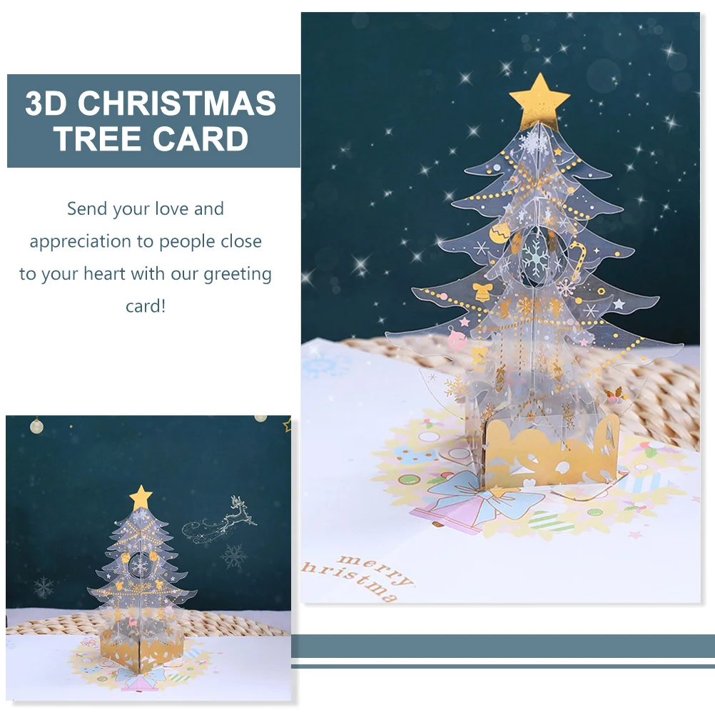 

3 D Christmas Decoration Tree Blessing Card Decorative Greeting for Festive Decorate Holiday Postcards Note Happy