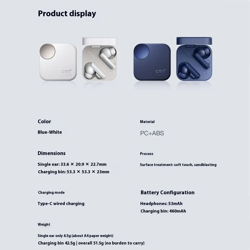 CMF by Nothing Buds 2 Plus Wireless Bluetooth Earbuds 50dB Hybrid Active Noise Reduction Long Battery Life Headphones Customized