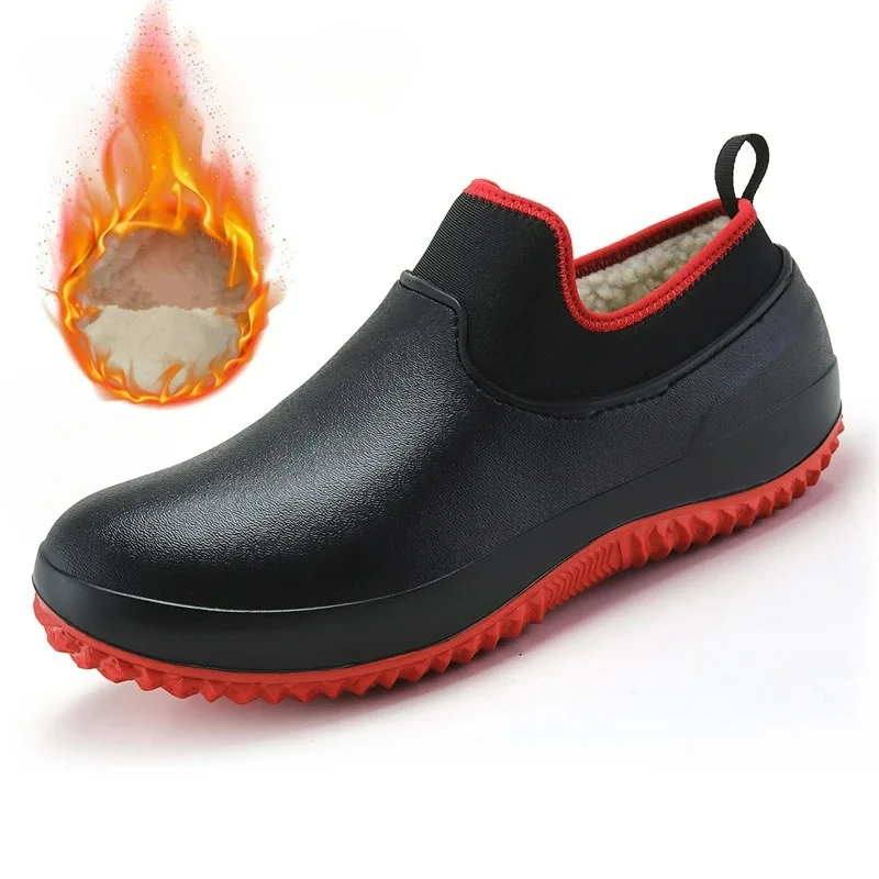 

Mens Kitchen Working Shoes Non-slip Waterproof Chef Shoes Casual Unisex Work Shoes Water Shoe Rain Cotton Boots Plus Size 35-47