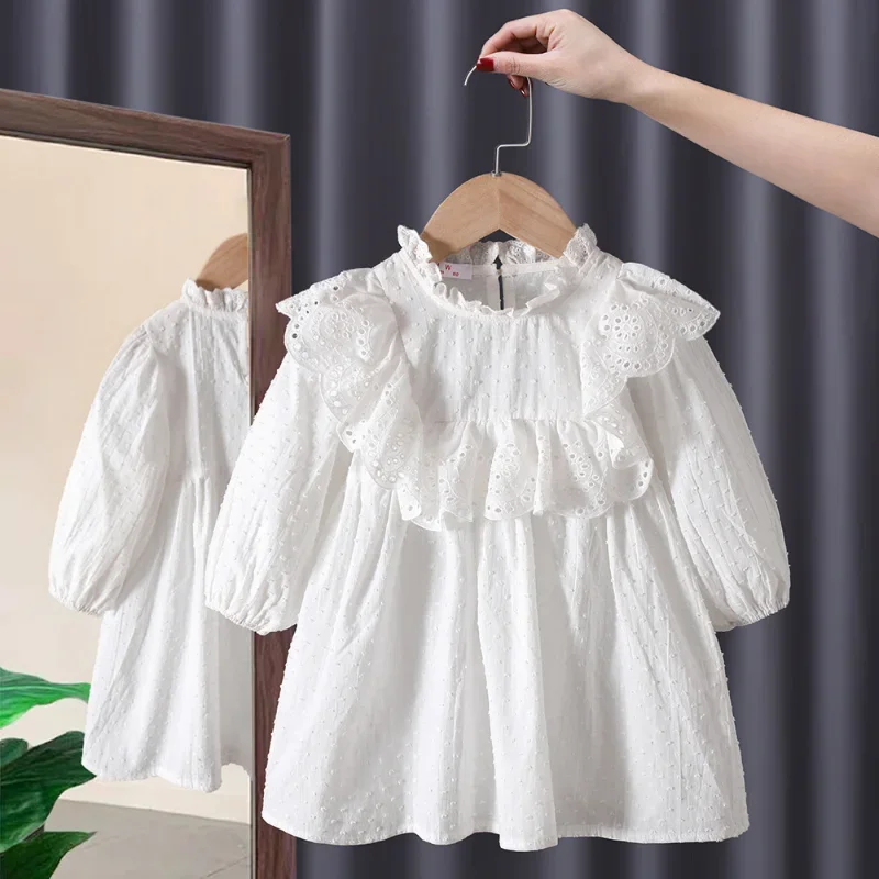 

Cute Baby Girls Floral Princess Dress Spring Autumn Korean Style Long Sleeve Peter Pan Collar Kids Girl Dresses 2023 New 1-6Y