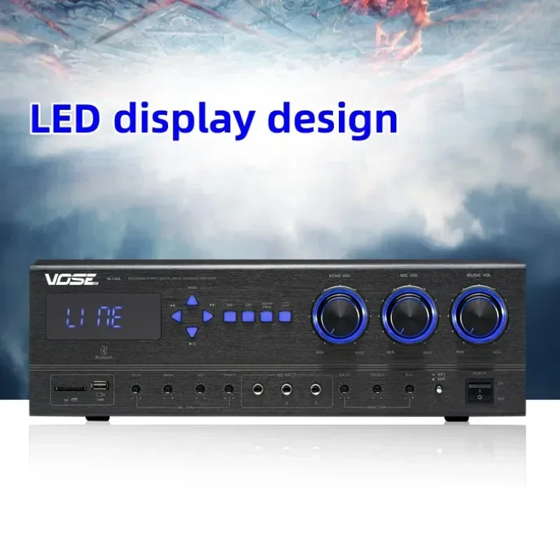 MJ-330 Bluetooth 5.0 600W * 2 Stereo HIFI Stage Home KARAOKE KTV Reverb Amplificatore audio con ingresso microfono coassiale in fibra USB