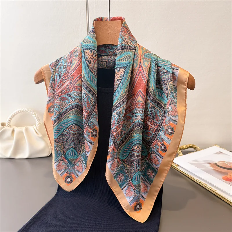 

Fashion 70x70cm Head Wrap Satin Shawl Wrap Girl Fashion Quality Neckerchief Foulard Bandana Hair Wrap Headband Hairband Hijab