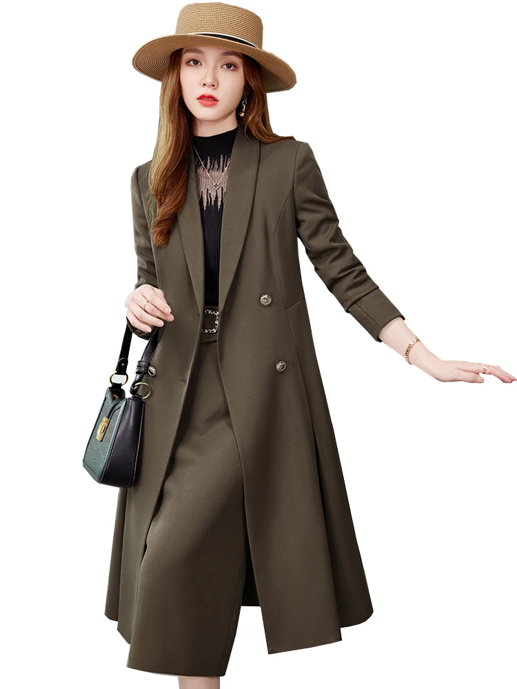 Autumn Winter Formal Skirt Suit Women Female Black Apricot Coffee Long Sleeve Two Piece Set for Office Ladies Work Wear