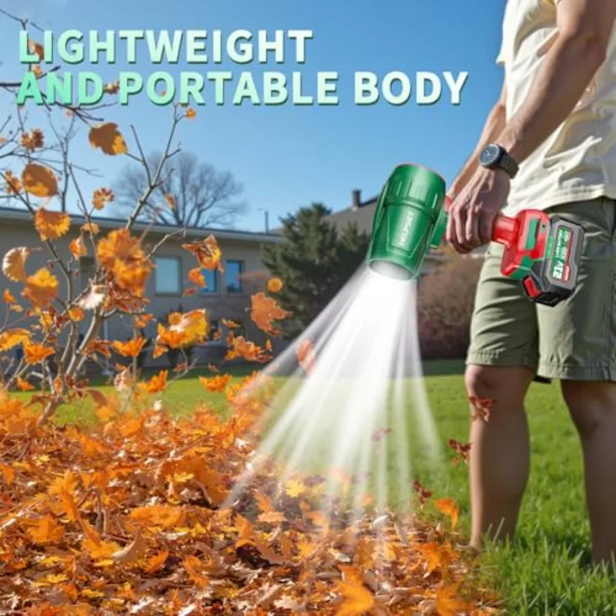 منفاخ أوراق شجر لاسلكي مع شاحن بطاريات 2 × 4.0 أمبير في الساعة لتنظيف فعال في الفناء وإزالة الغبار وخفيف الوزن #5